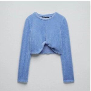 NWT ZARA SOFT FUZZY CUT OUT TOP BLOGGERS FAV BLUE 2107/767